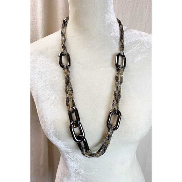 Chicos Mixed Metals chain chunky Acrylic Link necklace - Picture 1 of 5